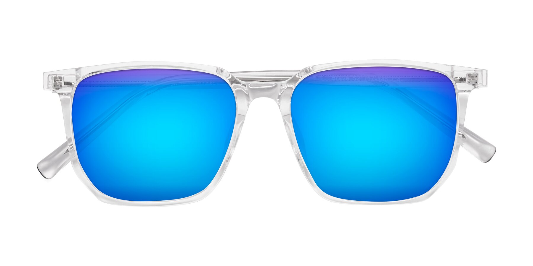 Folded Front of Brave in Clear with Blue Mirrored Lenses