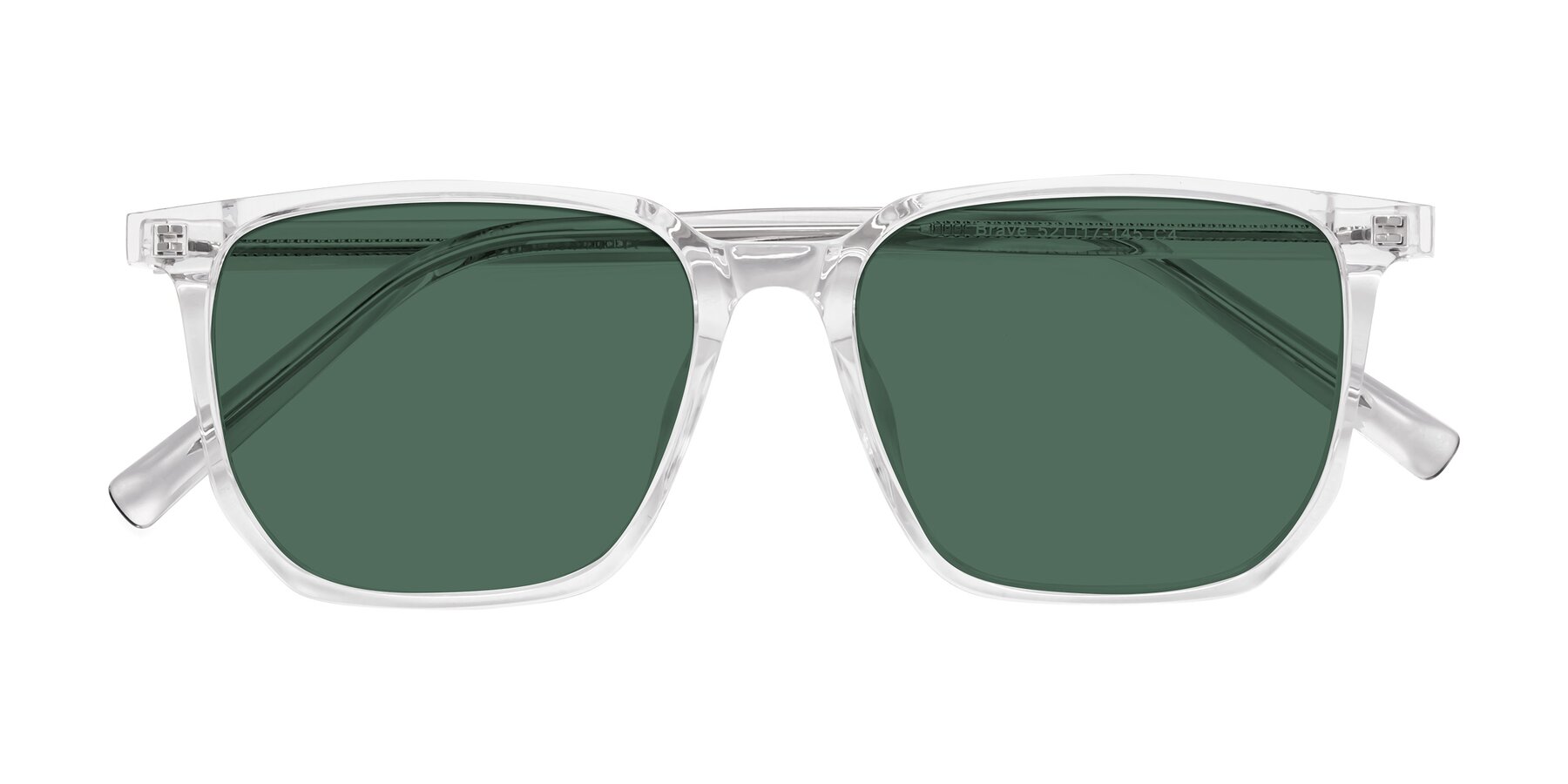 Folded Front of Brave in Clear with Green Polarized Lenses