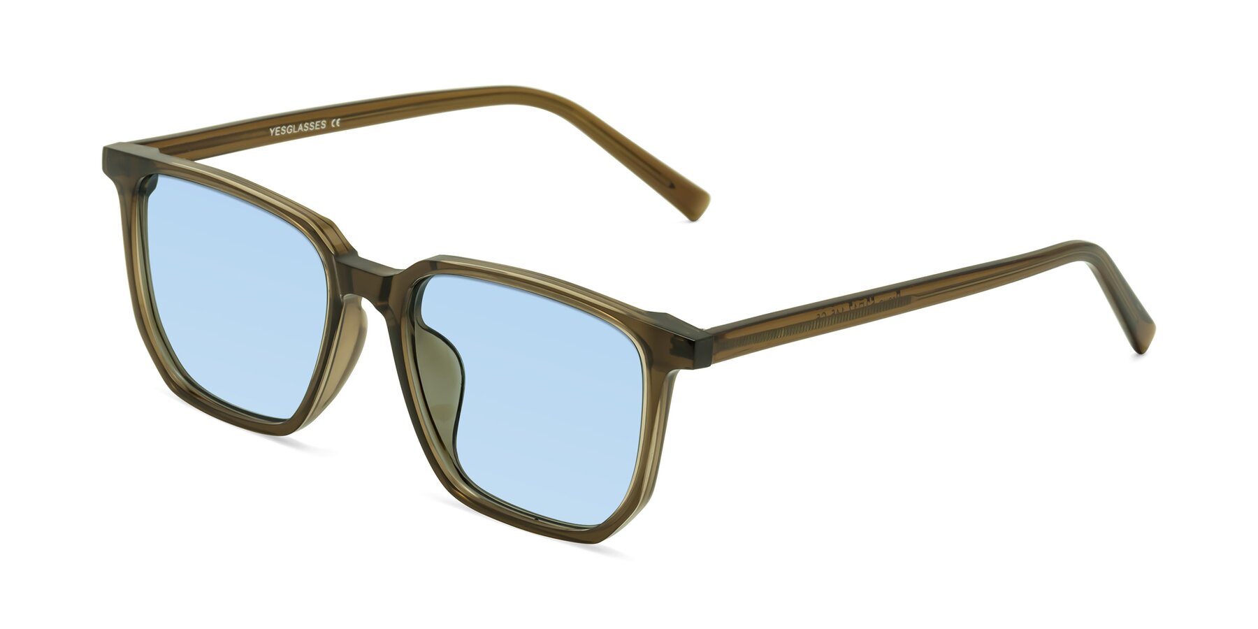 Angle of Brave in Coffee with Light Blue Tinted Lenses