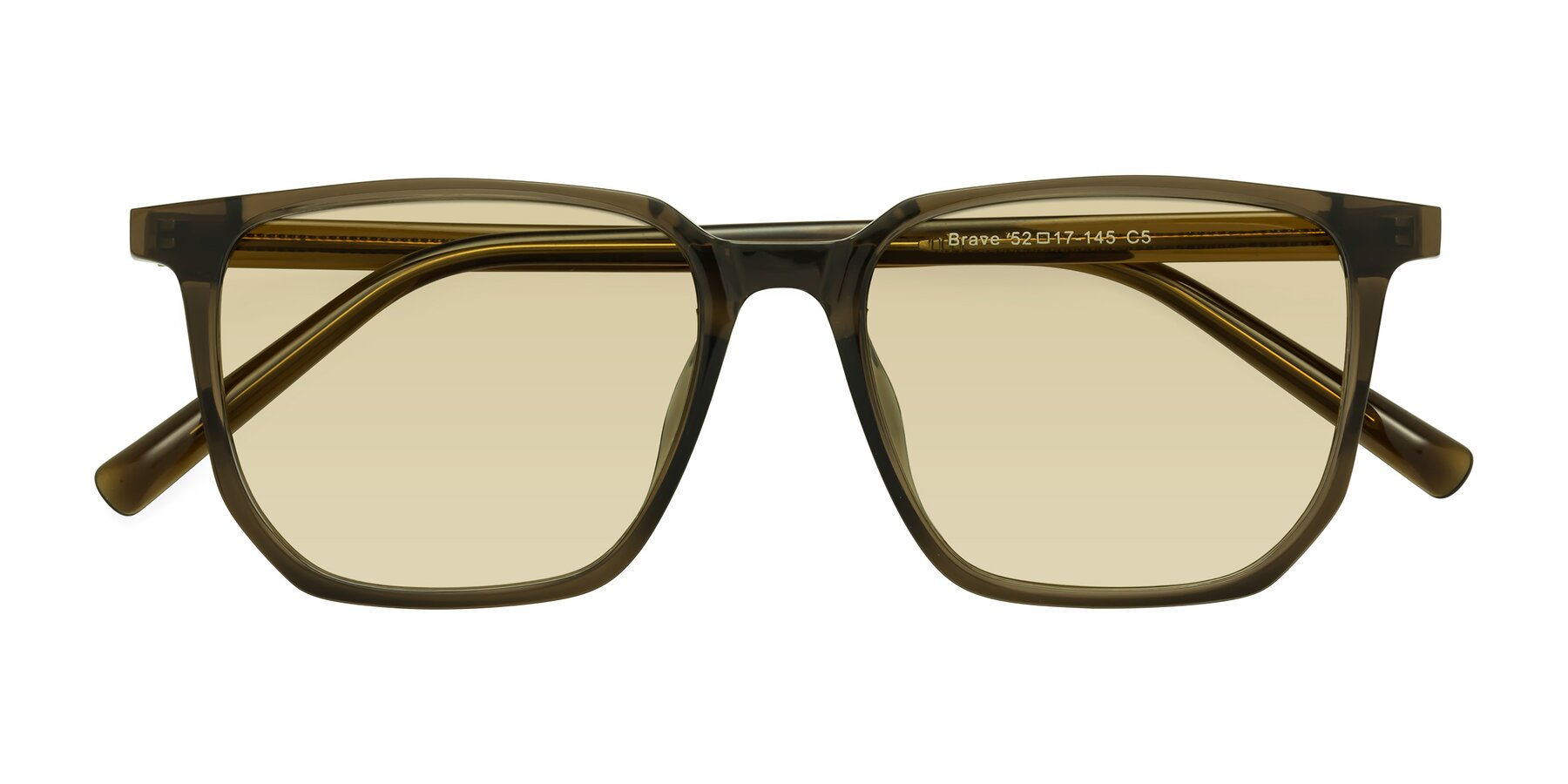 Folded Front of Brave in Coffee with Light Champagne Tinted Lenses