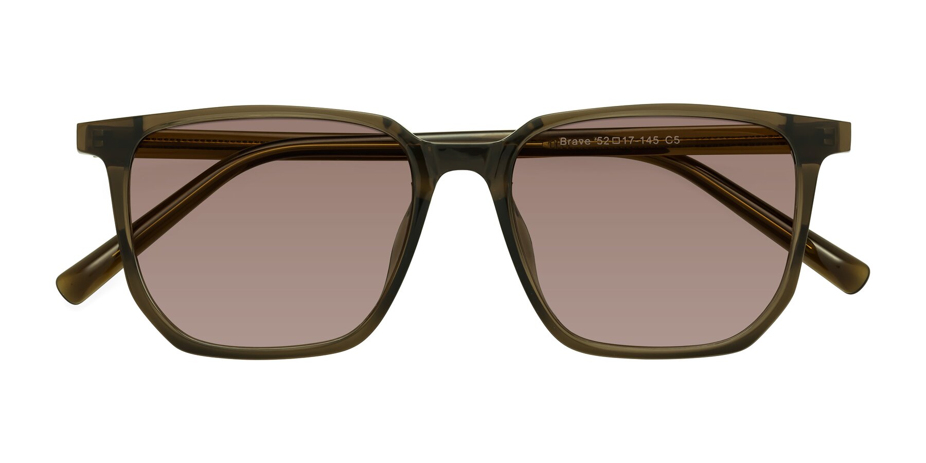 Folded Front of Brave in Coffee with Medium Brown Tinted Lenses