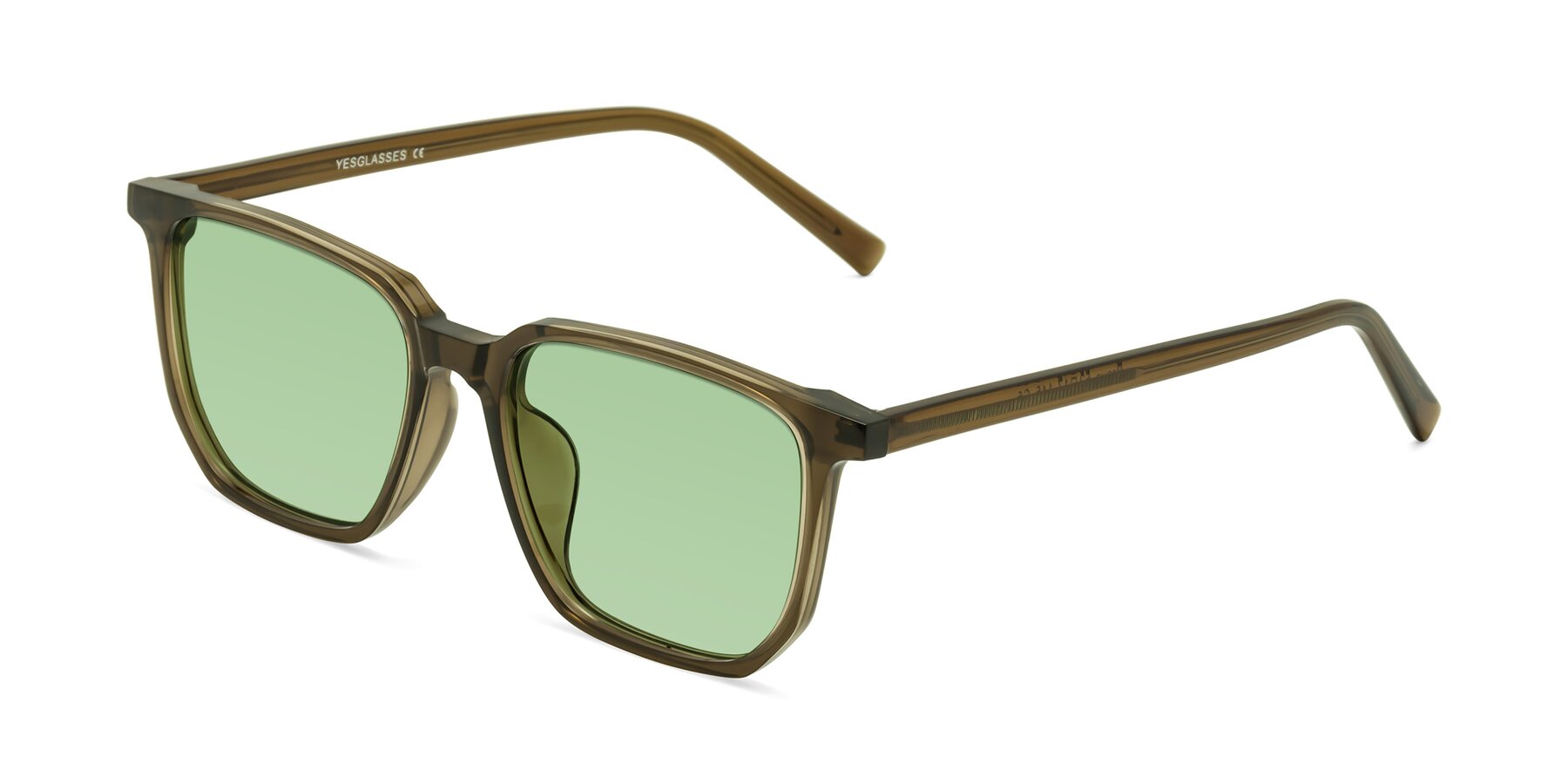Angle of Brave in Coffee with Medium Green Tinted Lenses
