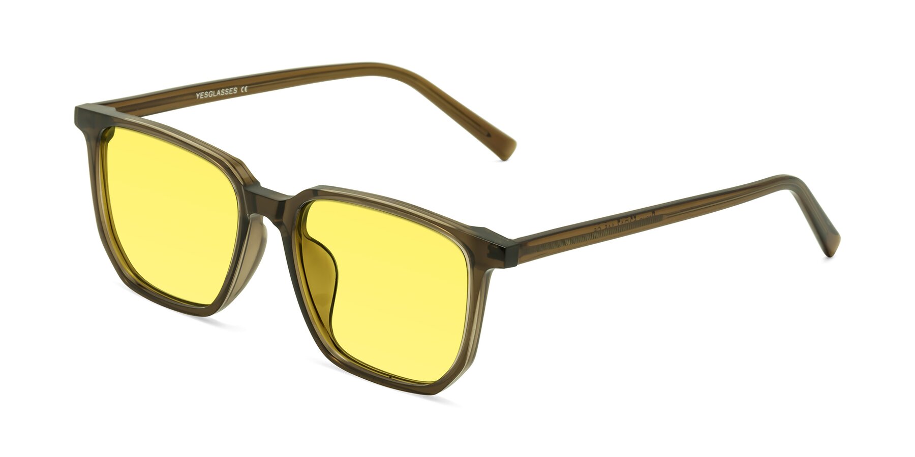 Angle of Brave in Coffee with Medium Yellow Tinted Lenses
