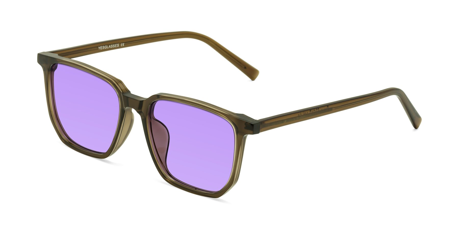 Angle of Brave in Coffee with Medium Purple Tinted Lenses