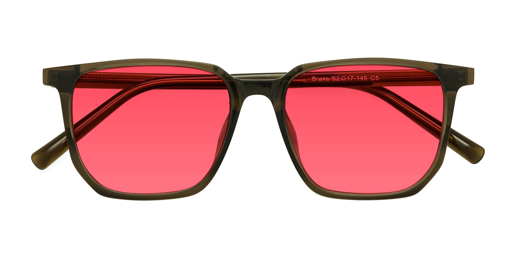 Folded Front of Brave in Coffee with Red Tinted Lenses