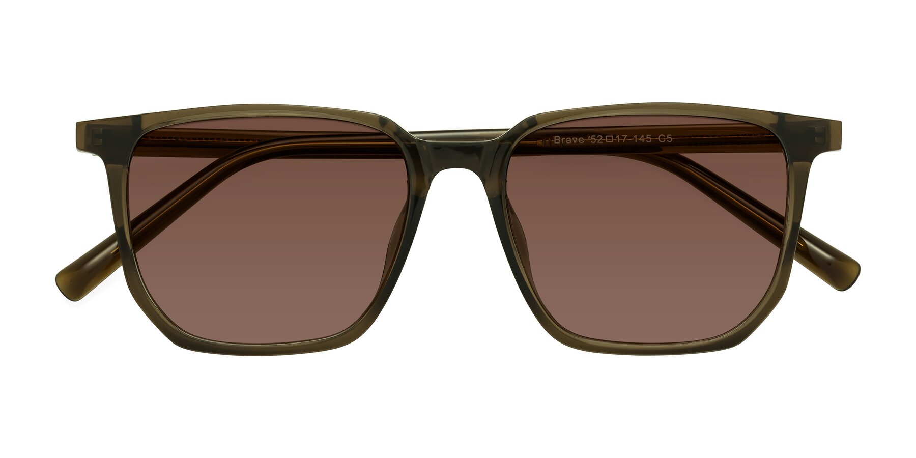 Folded Front of Brave in Coffee with Brown Tinted Lenses