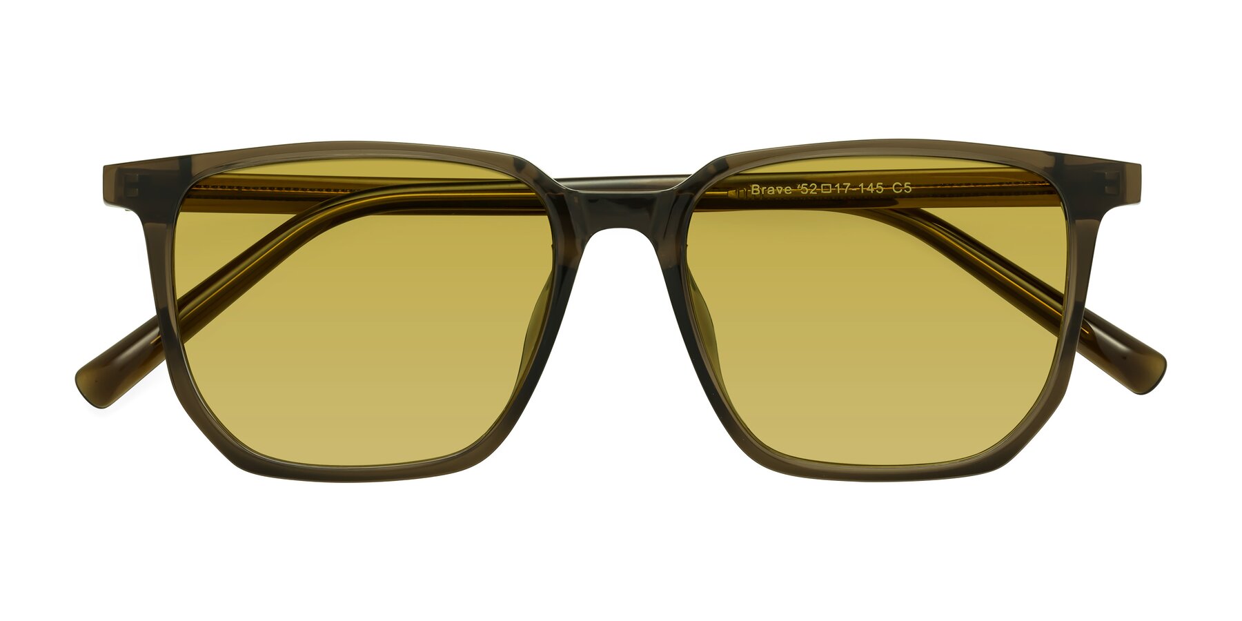 Folded Front of Brave in Coffee with Champagne Tinted Lenses