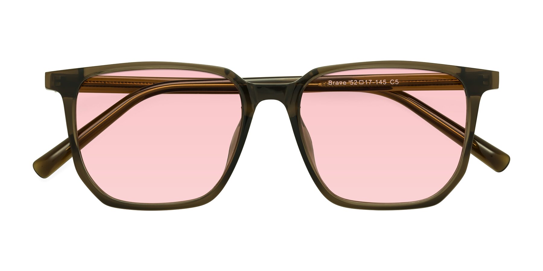 Folded Front of Brave in Coffee with Light Garnet Tinted Lenses