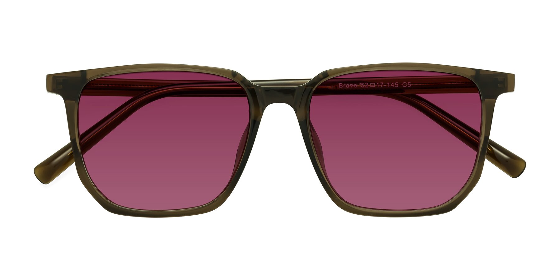 Folded Front of Brave in Coffee with Wine Tinted Lenses