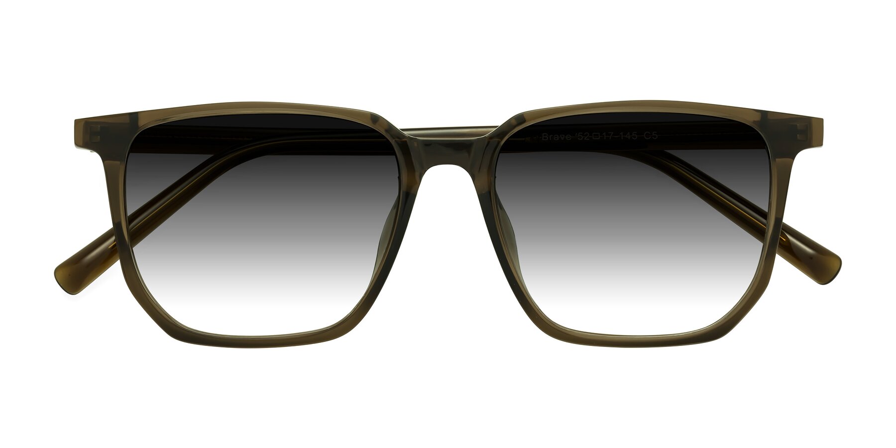 Folded Front of Brave in Coffee with Gray Gradient Lenses