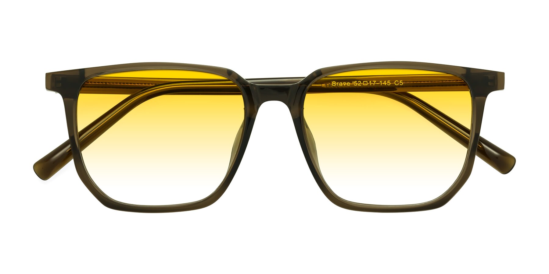 Folded Front of Brave in Coffee with Yellow Gradient Lenses