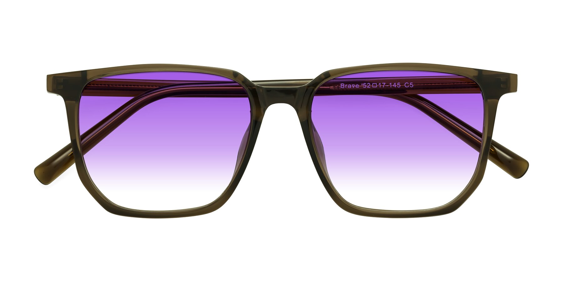 Folded Front of Brave in Coffee with Purple Gradient Lenses