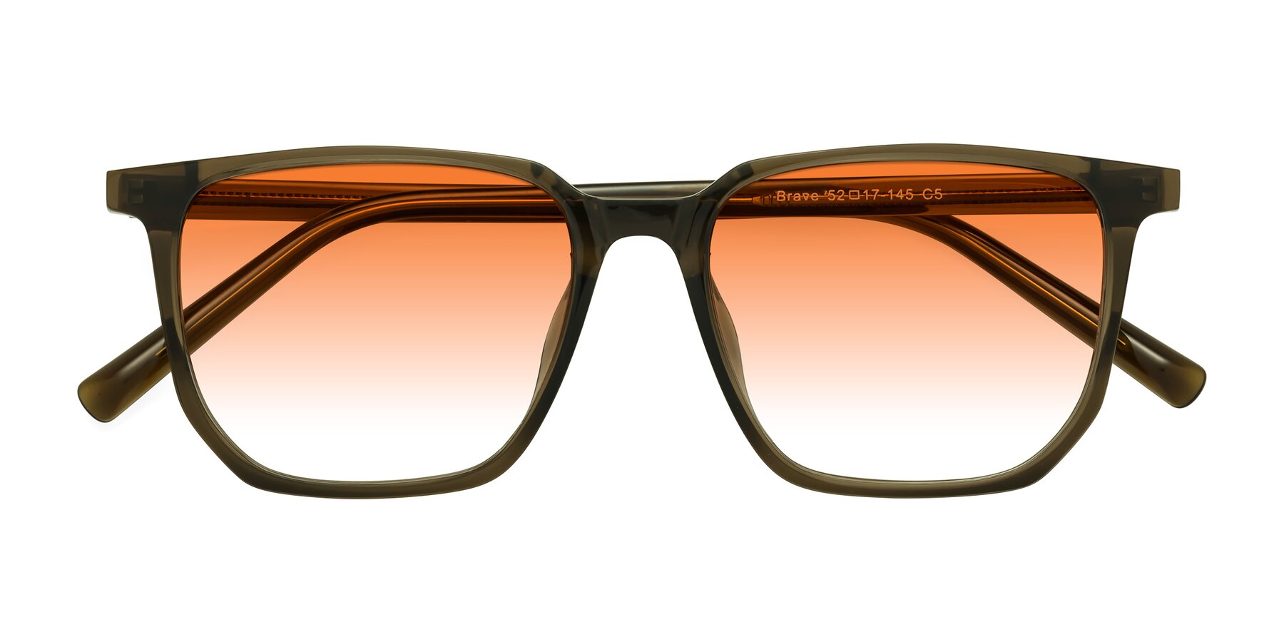 Folded Front of Brave in Coffee with Orange Gradient Lenses