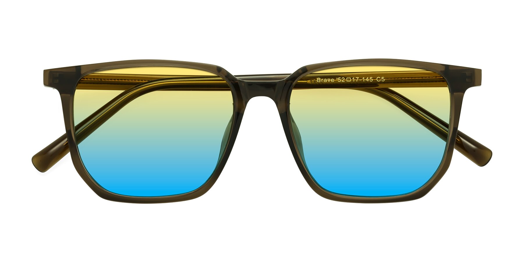 Folded Front of Brave in Coffee with Yellow / Blue Gradient Lenses