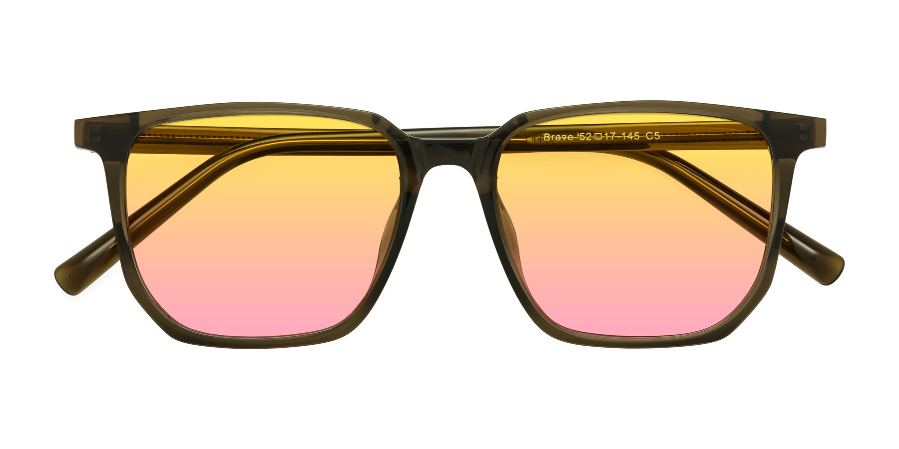 Folded Front of Brave in Coffee with Yellow / Pink Gradient Lenses