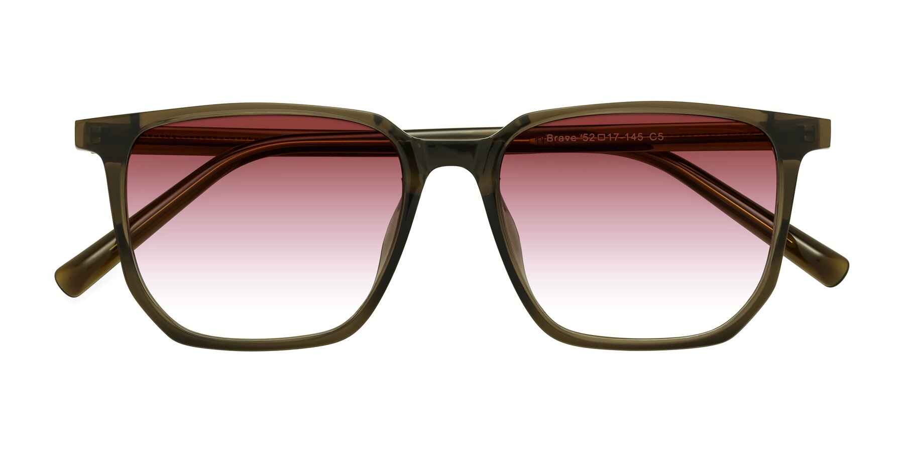 Folded Front of Brave in Coffee with Garnet Gradient Lenses