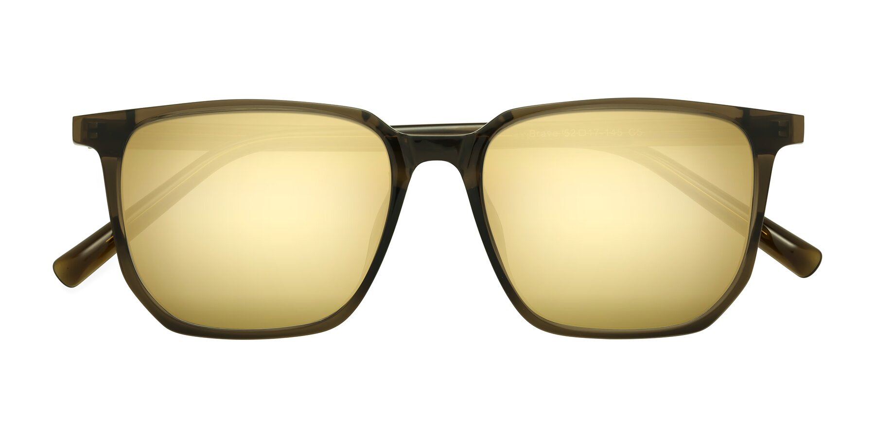 Folded Front of Brave in Coffee with Gold Mirrored Lenses