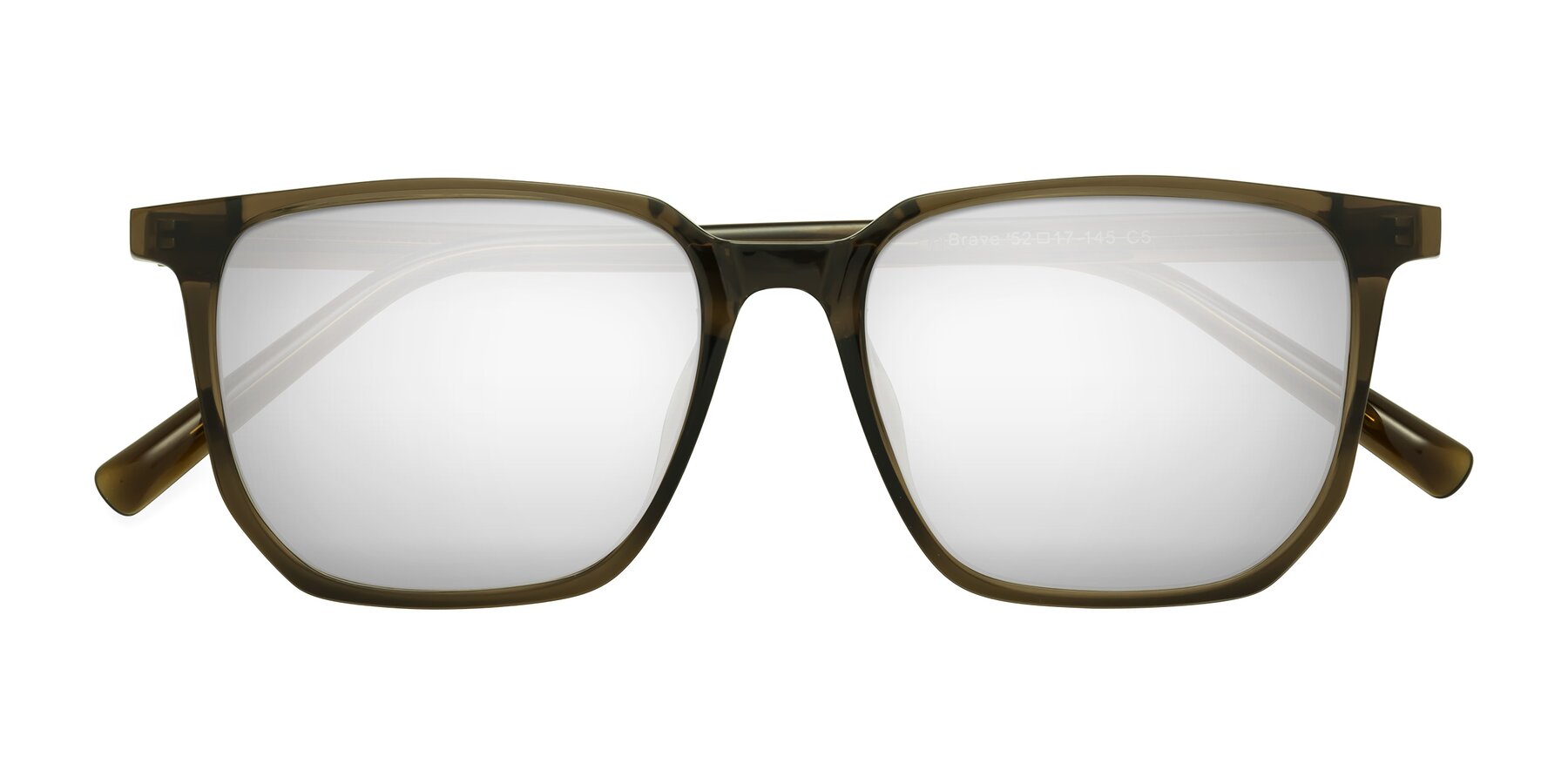 Folded Front of Brave in Coffee with Silver Mirrored Lenses
