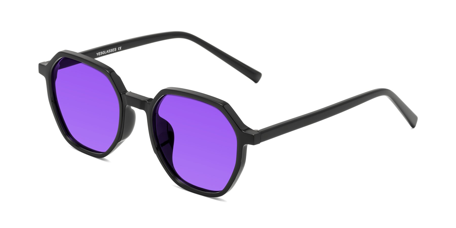 Angle of Doll in Black with Purple Tinted Lenses