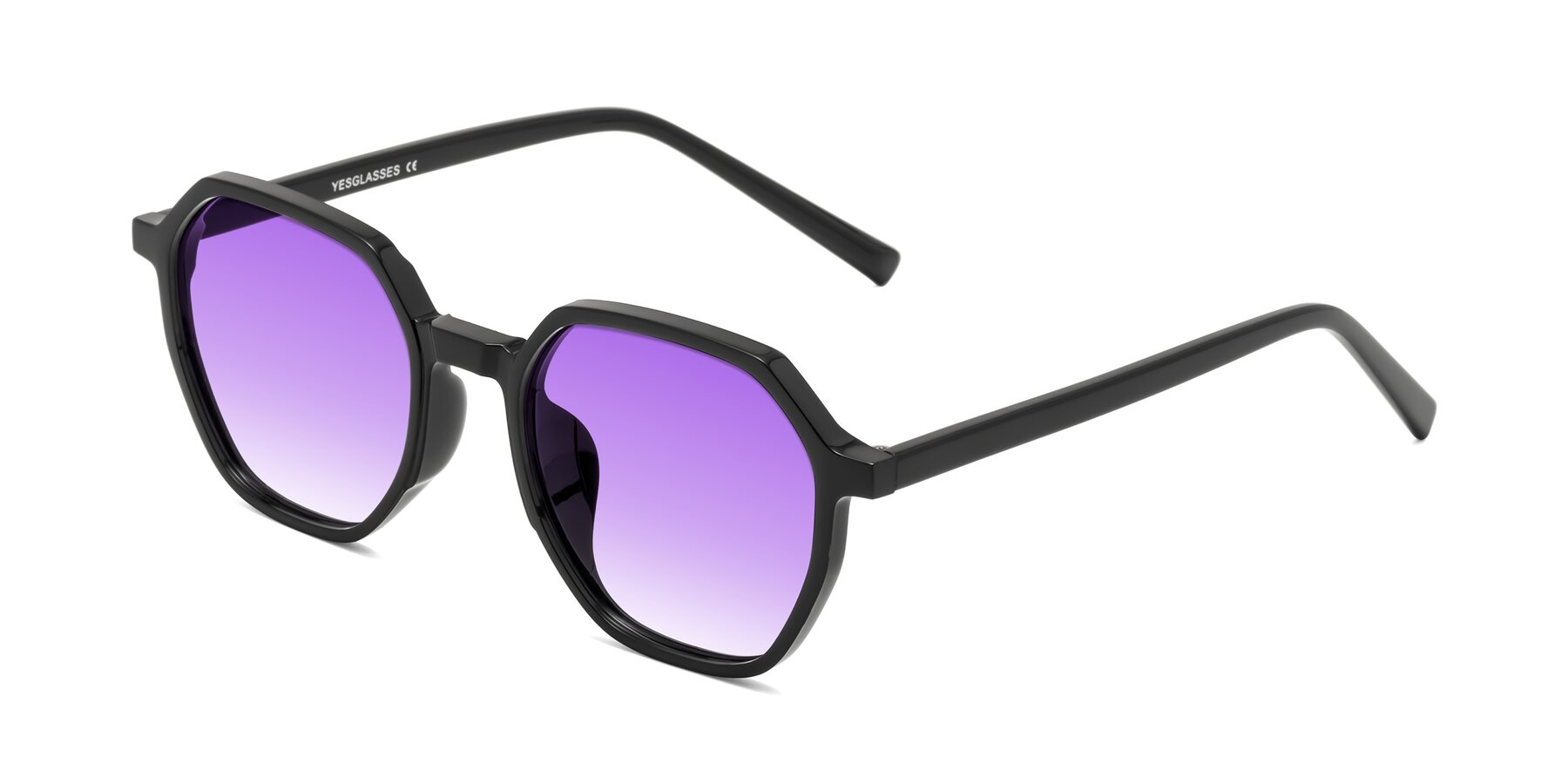 Angle of Doll in Black with Purple Gradient Lenses
