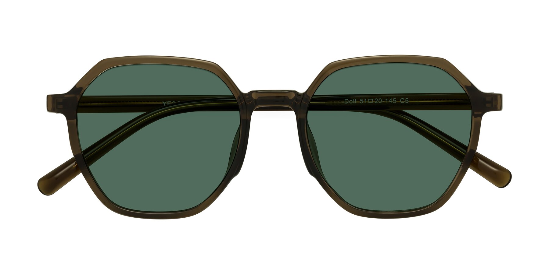 Folded Front of Doll in Coffee with Green Polarized Lenses