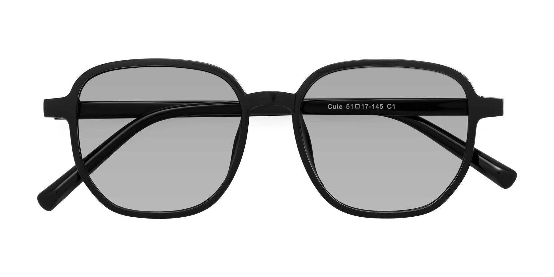 Folded Front of Cute in Black with Light Gray Tinted Lenses