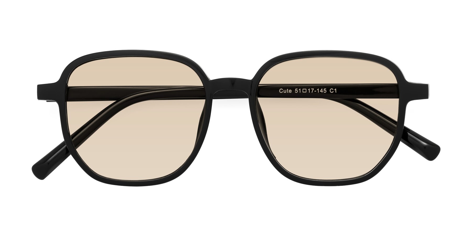 Folded Front of Cute in Black with Light Brown Tinted Lenses