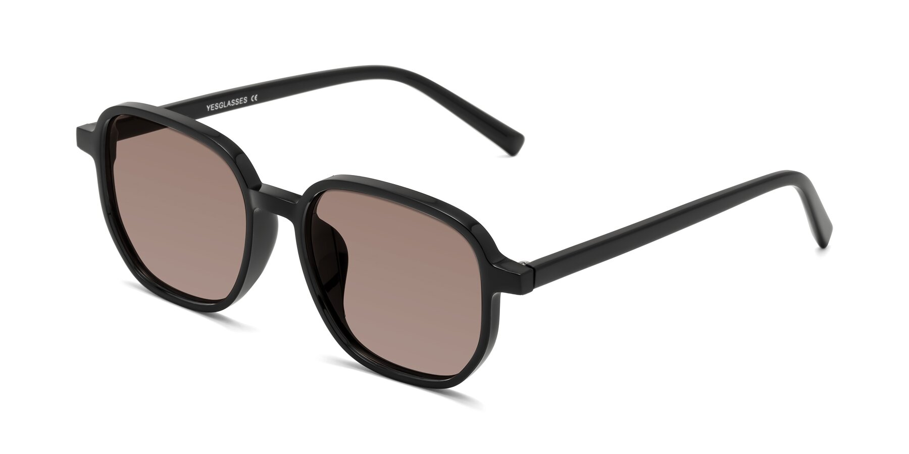Angle of Cute in Black with Medium Brown Tinted Lenses