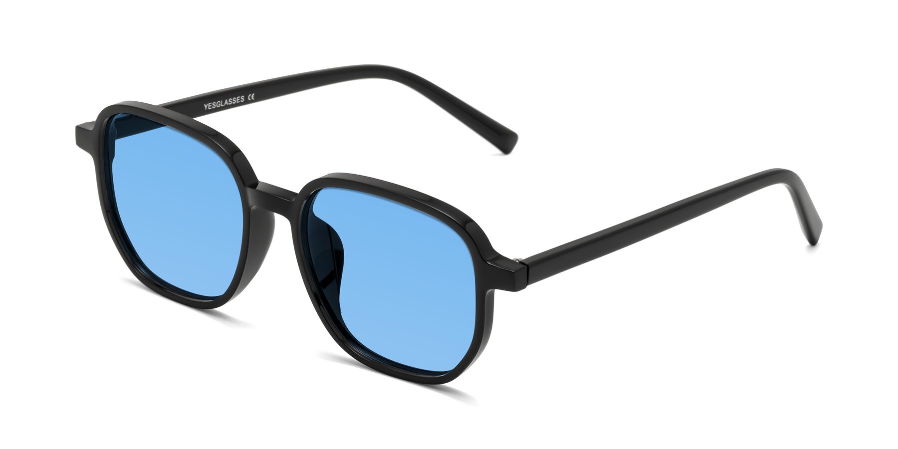 Angle of Cute in Black with Medium Blue Tinted Lenses