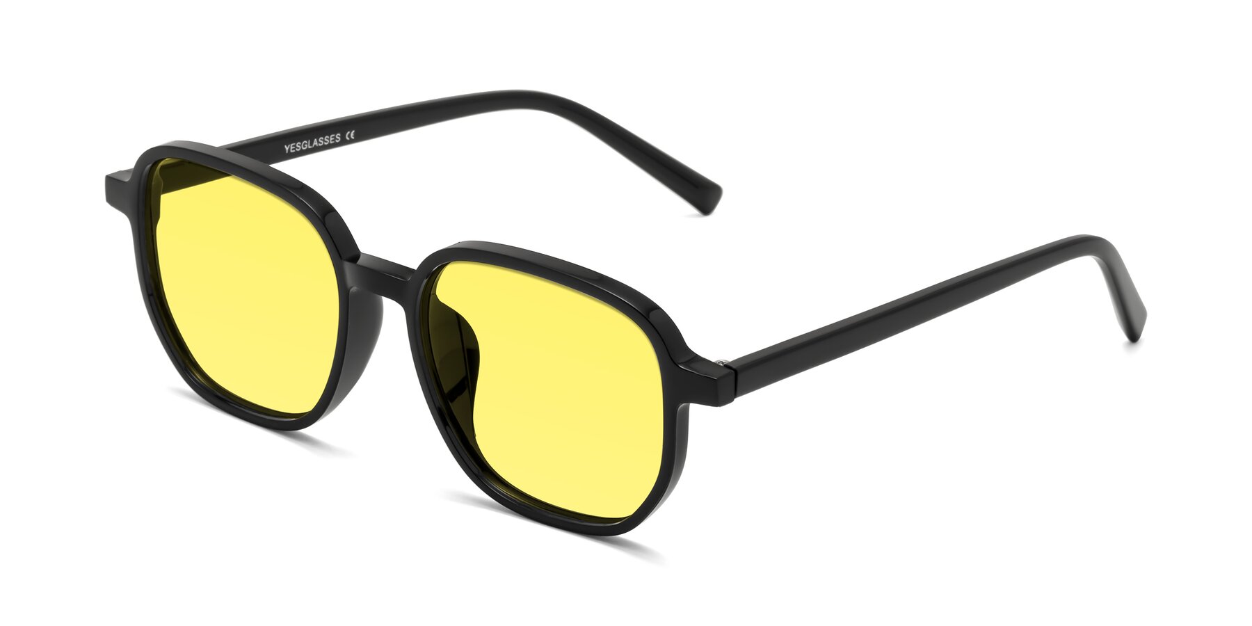Angle of Cute in Black with Medium Yellow Tinted Lenses