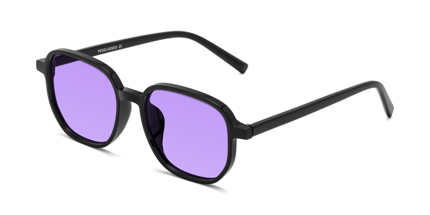 Angle of Cute in Black with Medium Purple Tinted Lenses