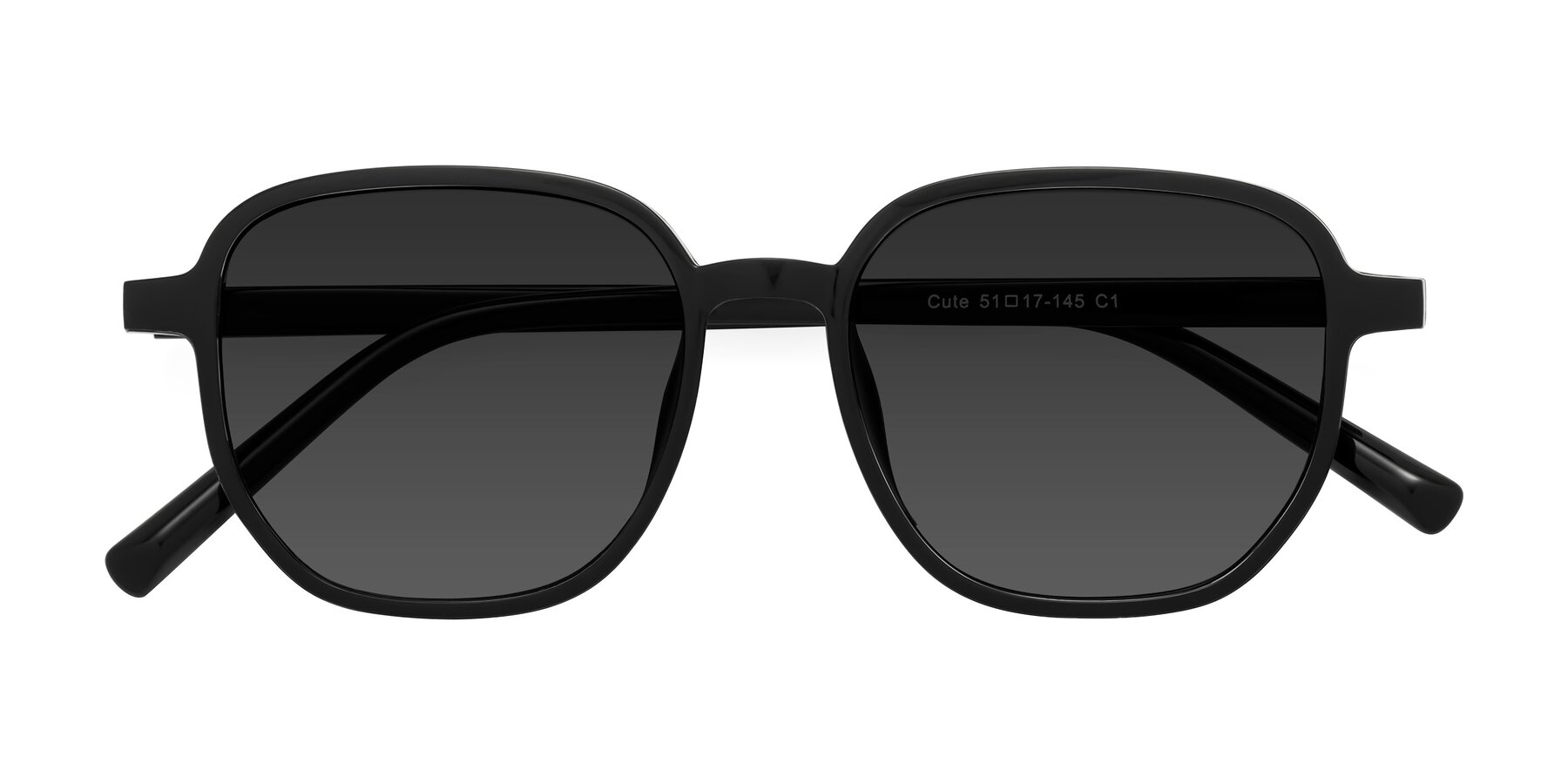Folded Front of Cute in Black with Gray Tinted Lenses