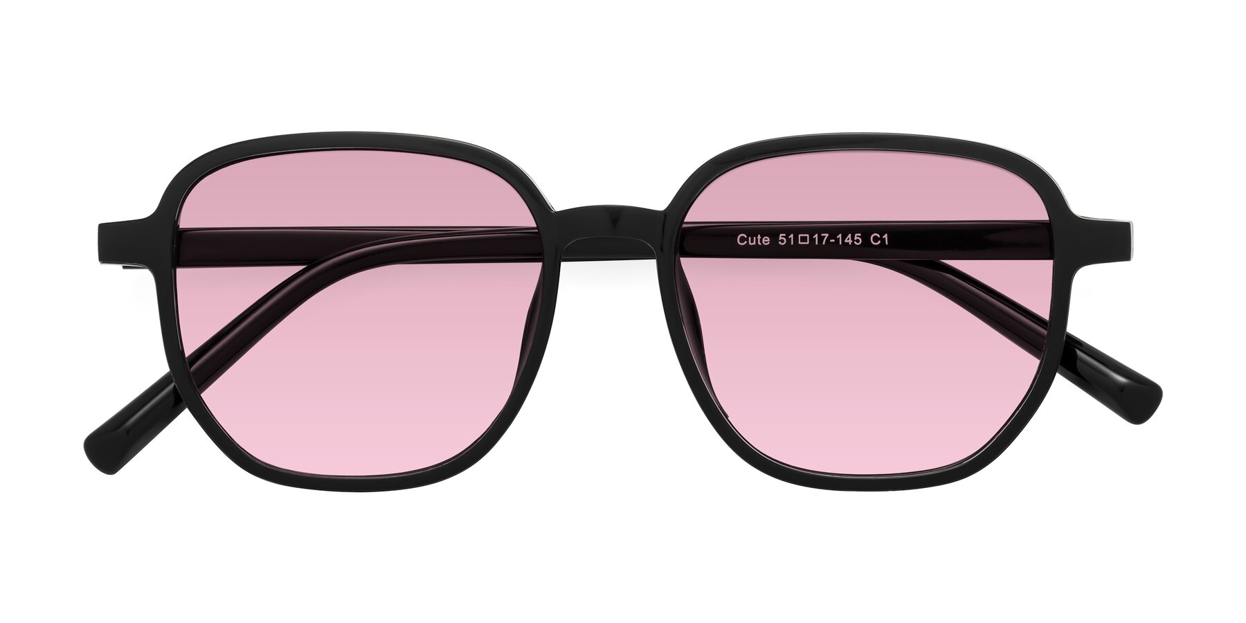 Folded Front of Cute in Black with Light Wine Tinted Lenses