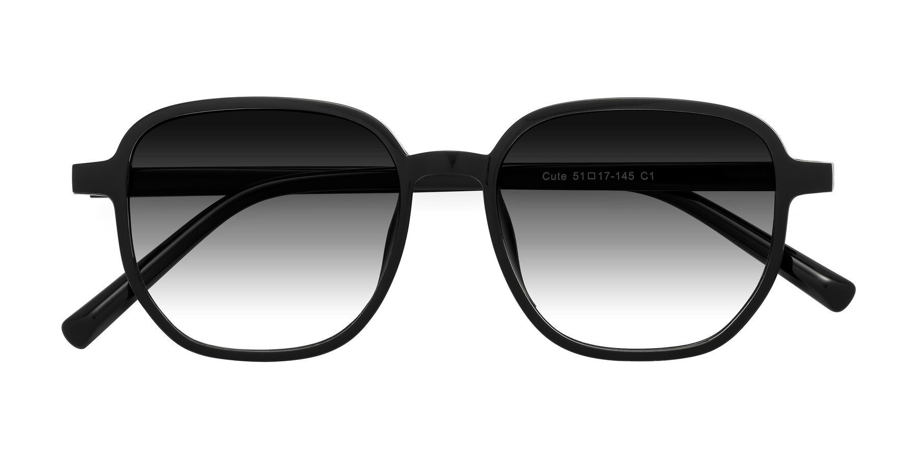 Folded Front of Cute in Black with Gray Gradient Lenses