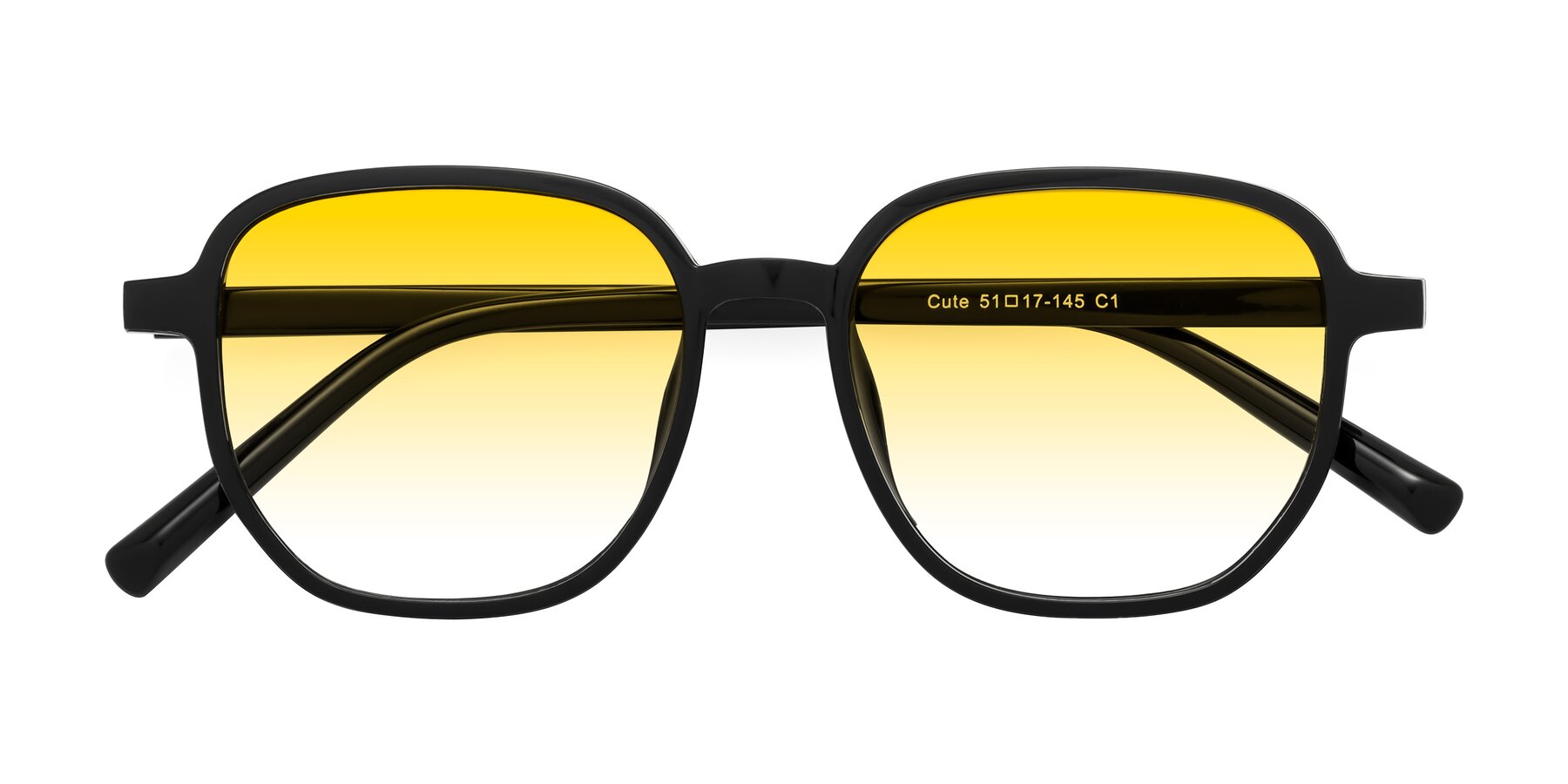 Folded Front of Cute in Black with Yellow Gradient Lenses