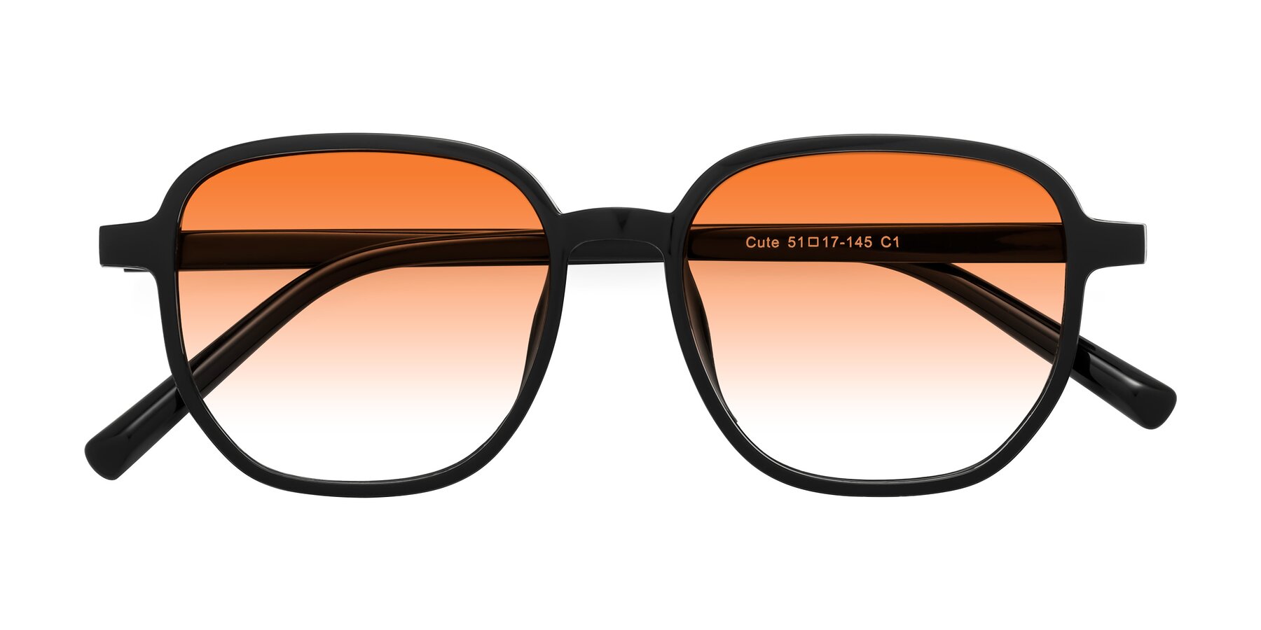 Folded Front of Cute in Black with Orange Gradient Lenses