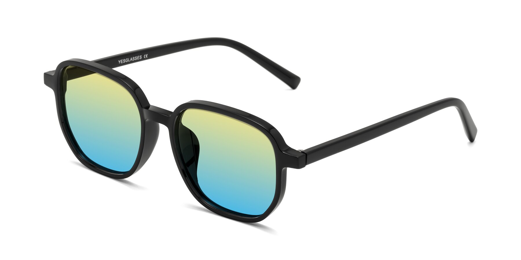 Angle of Cute in Black with Yellow / Blue Gradient Lenses