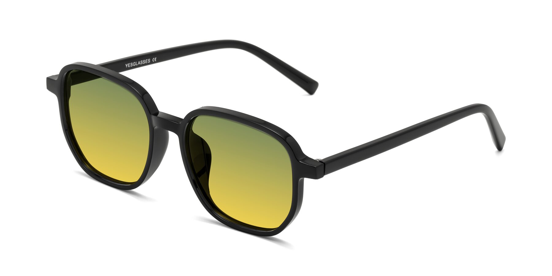 Angle of Cute in Black with Green / Yellow Gradient Lenses