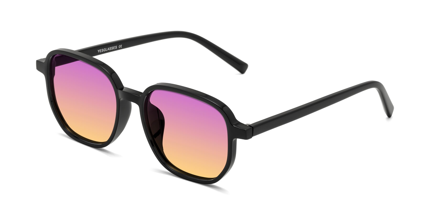 Angle of Cute in Black with Purple / Yellow Gradient Lenses