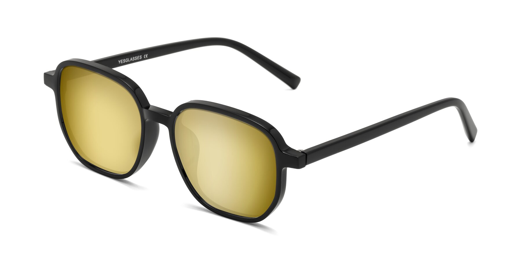 Angle of Cute in Black with Gold Mirrored Lenses