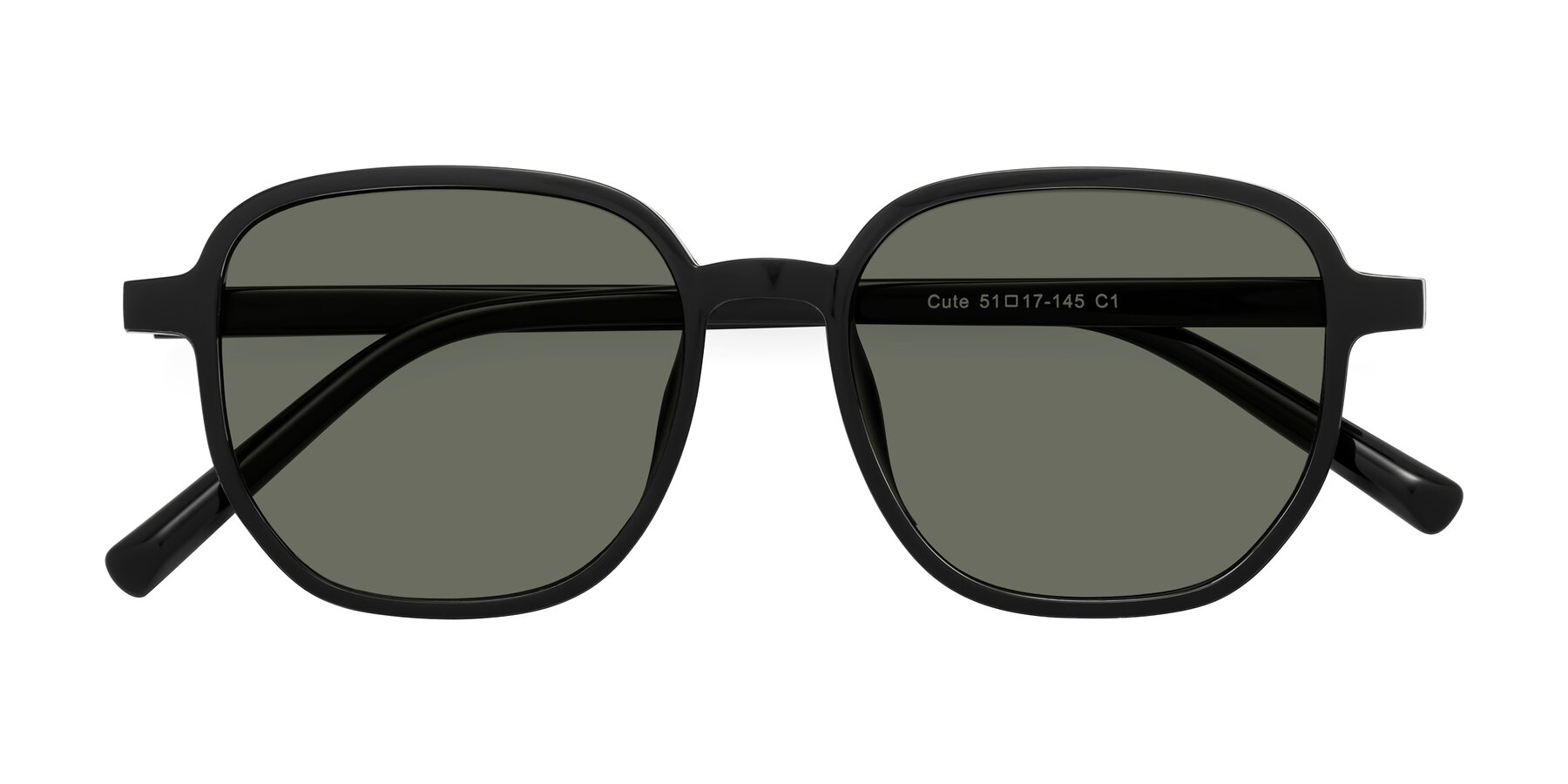 Folded Front of Cute in Black with Gray Polarized Lenses