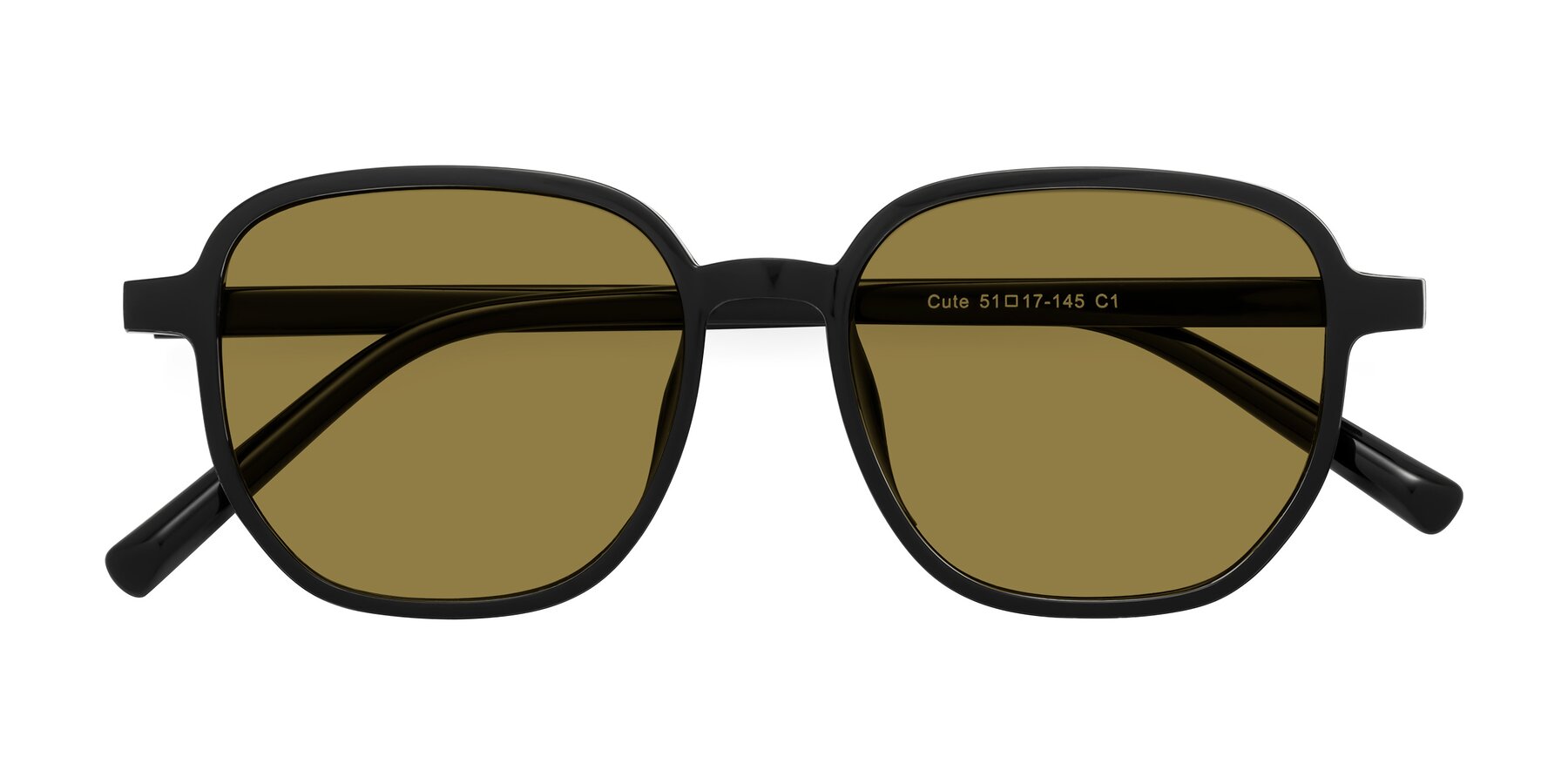 Folded Front of Cute in Black with Brown Polarized Lenses