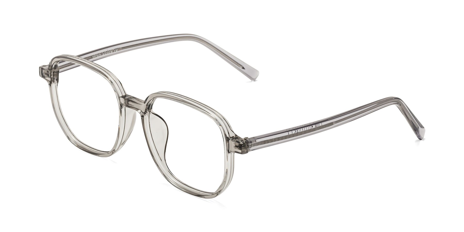 Angle of Cute in Translucent Gray with Clear Eyeglass Lenses