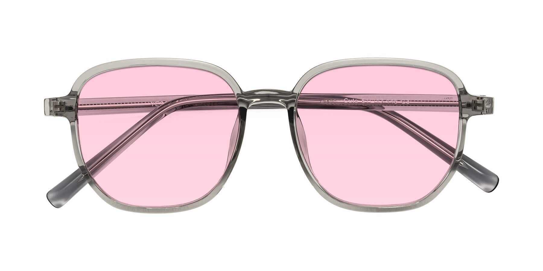 Folded Front of Cute in Translucent Gray with Light Pink Tinted Lenses