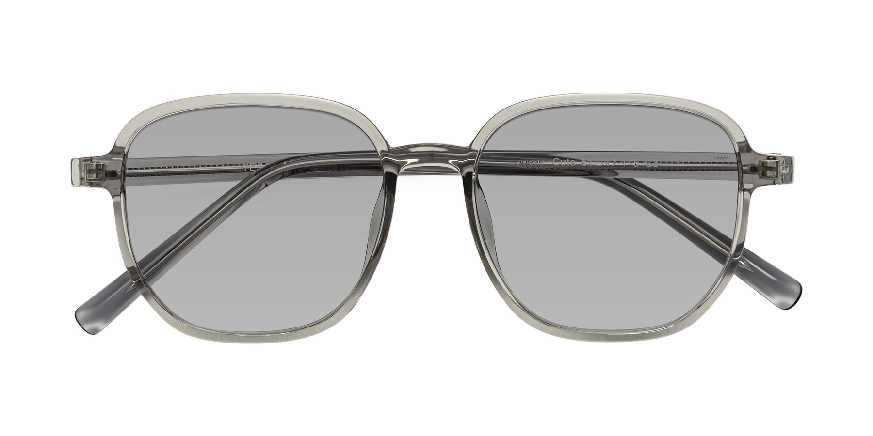 Folded Front of Cute in Translucent Gray with Light Gray Tinted Lenses