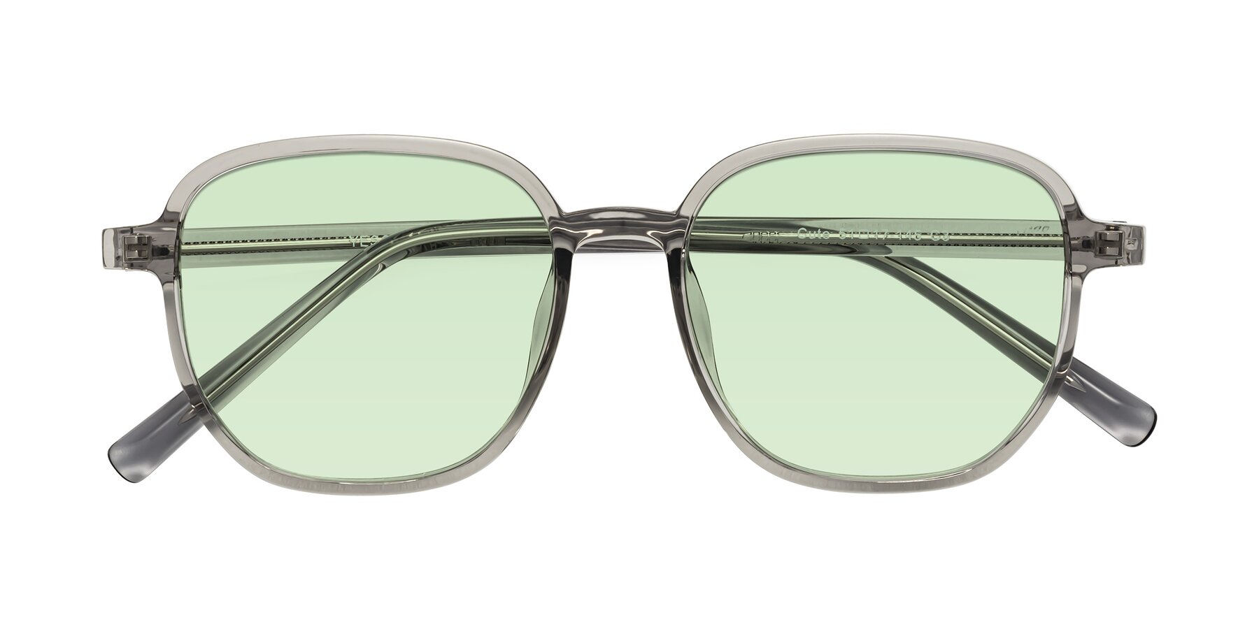 Folded Front of Cute in Translucent Gray with Light Green Tinted Lenses