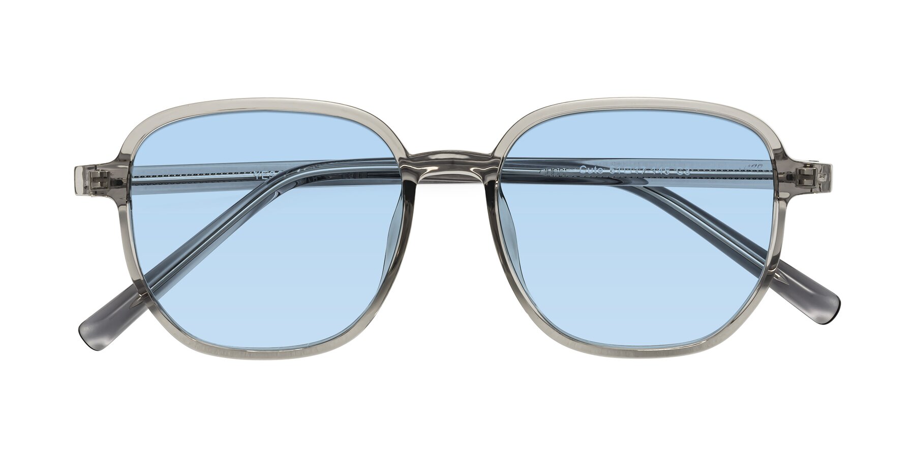 Folded Front of Cute in Translucent Gray with Light Blue Tinted Lenses