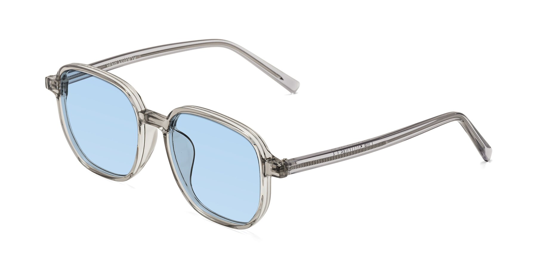 Angle of Cute in Translucent Gray with Light Blue Tinted Lenses