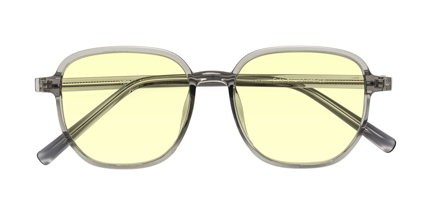 Folded Front of Cute in Translucent Gray with Light Yellow Tinted Lenses