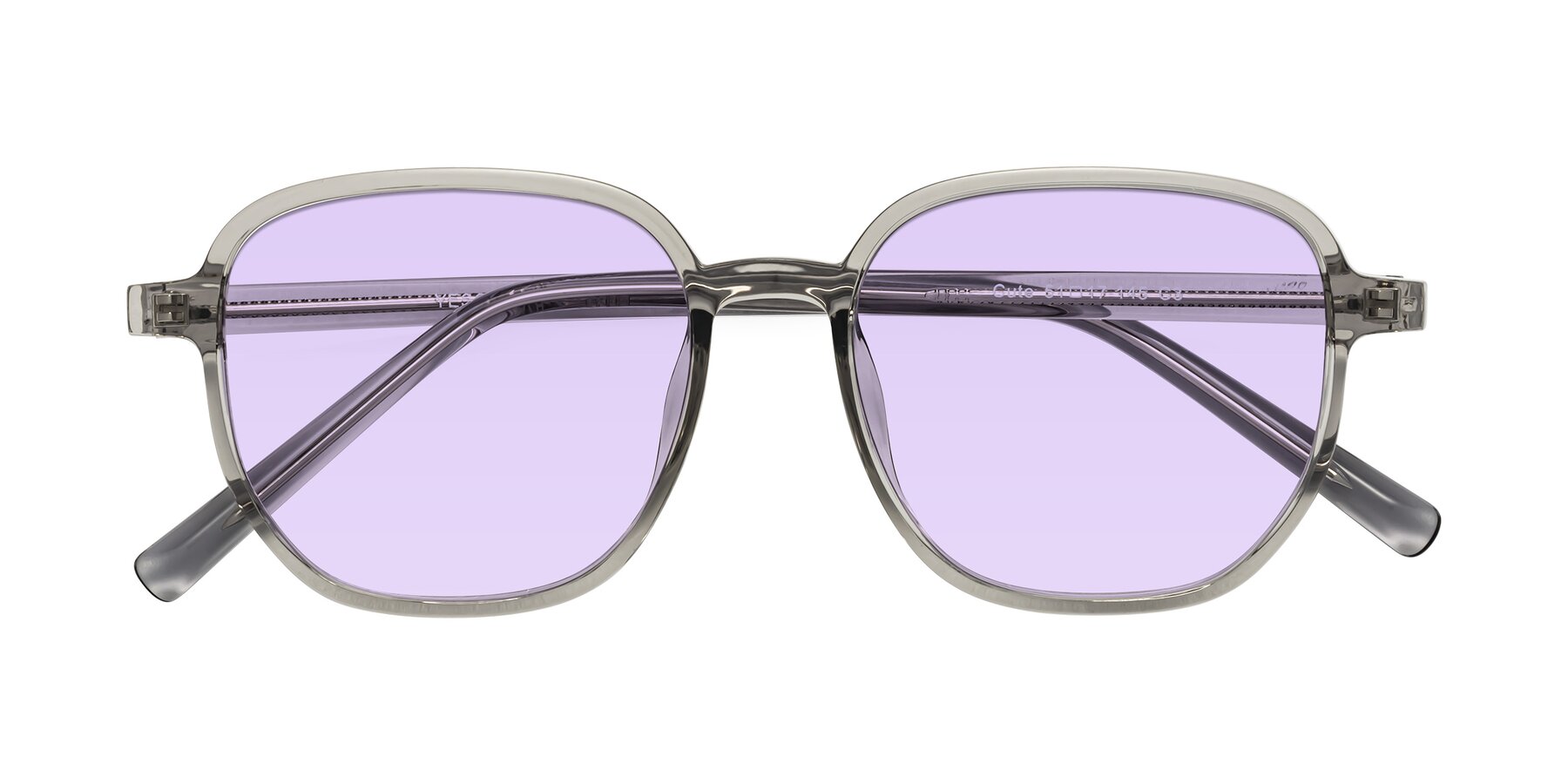 Folded Front of Cute in Translucent Gray with Light Purple Tinted Lenses